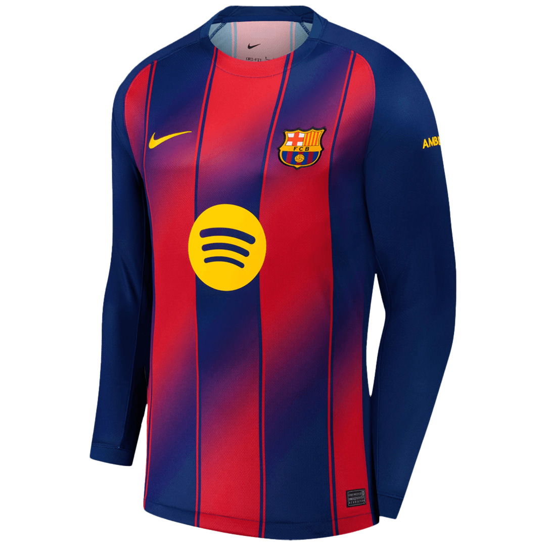 Barcelona Home Long Sleeve Jersey 2025/26 (back view)