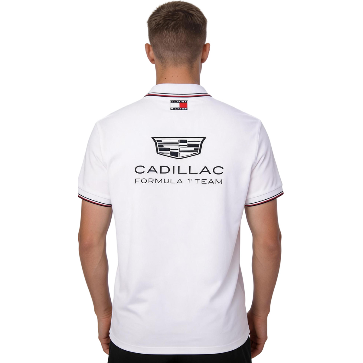 Cadillac F1 Racing Team White Polo Shirt 2026 (back view)