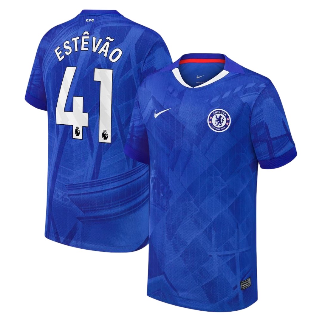 ESTÊVÃO #41 Chelsea Home Jersey 2025/26 (back view)