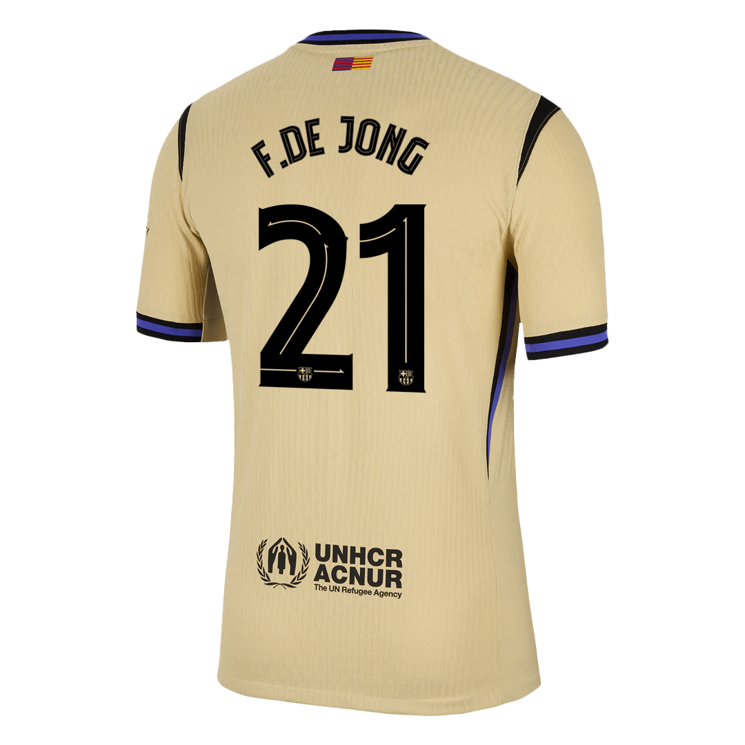 F.DE JONG #21 Barcelona Away Match Jersey Player Version 2025/26 - UCL (back view)
