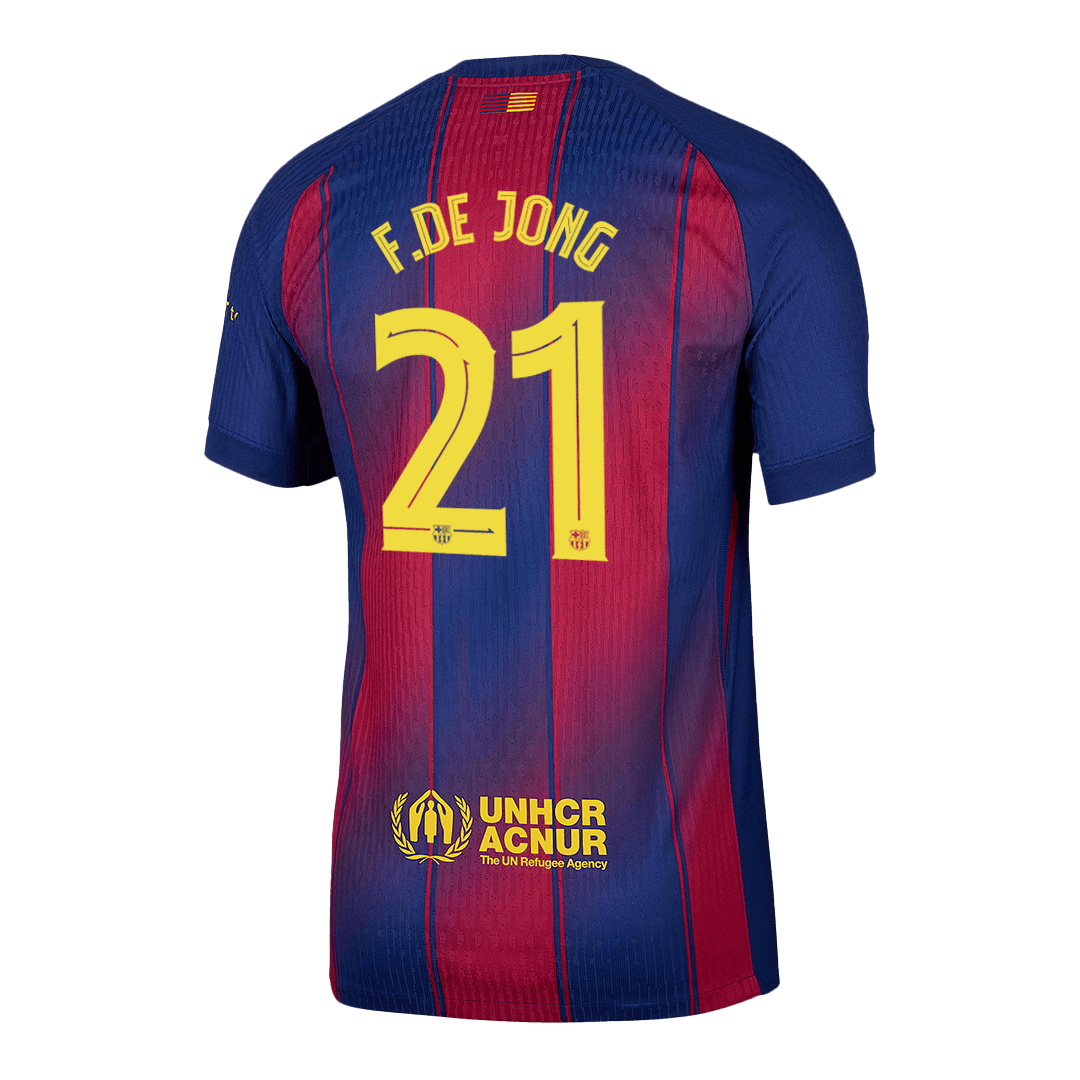 F.DE JONG #21 Barcelona Home Match Jersey Player Version 2025/26 - UCL (back view)