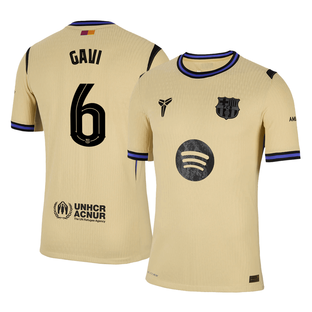 GAVI #6 Barcelona Away Match Jersey Player Version 2025/26 - UCL (back view)