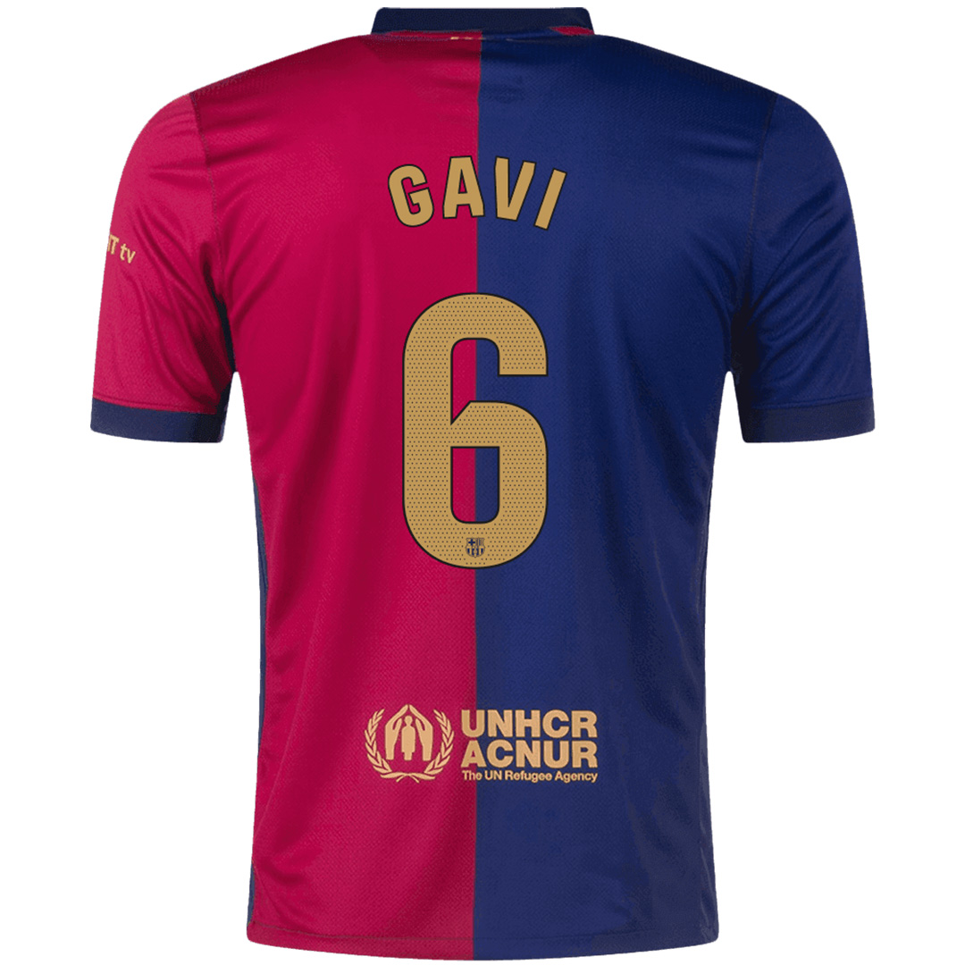 GAVI #6 Barcelona Home Spotify Logo Without Text Jersey 2024/25 (back view)