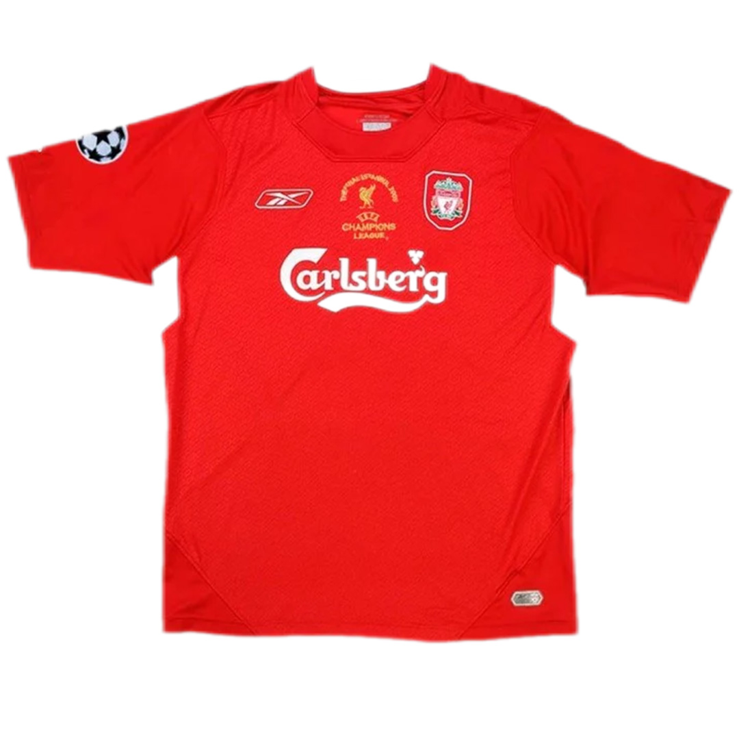 Gerrard #8 Retro Liverpool UCL Final Home Jersey 2005 (back view)