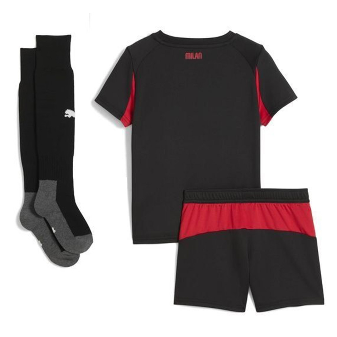 Kids AC Milan Home Jersey Full Kit 2025/26 (back view)