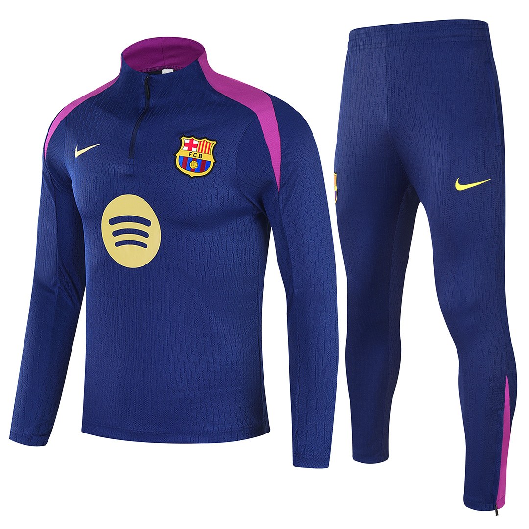 Kids Barcelona 1/4 Zipper Sweat Kit(Top+Pants) Navy 2025/26 (back view)
