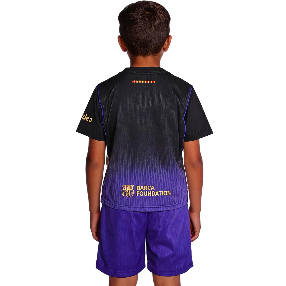 Kids Barcelona Away Match Jersey Kit Player Version 2026/27 (back view)