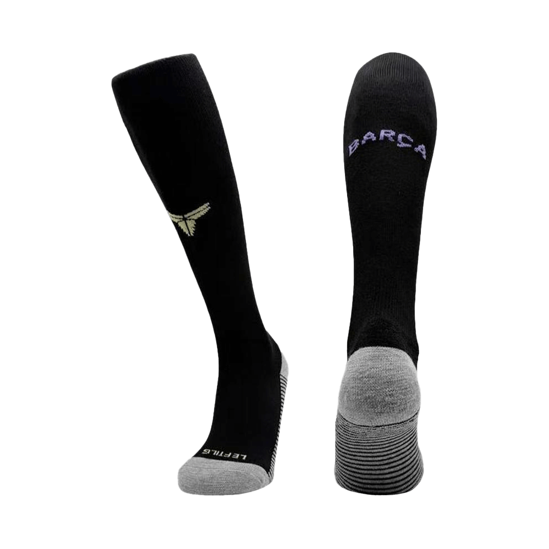 Kids Barcelona Away Soccer Socks - Black 2025/26 (back view)
