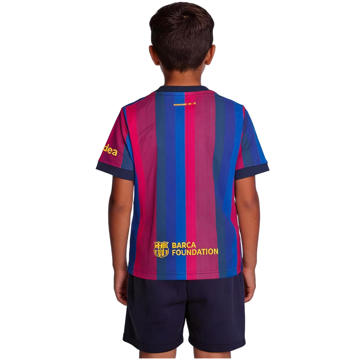 Kids Barcelona Home Match Jersey Kit Player Version 2026/27 (back view)