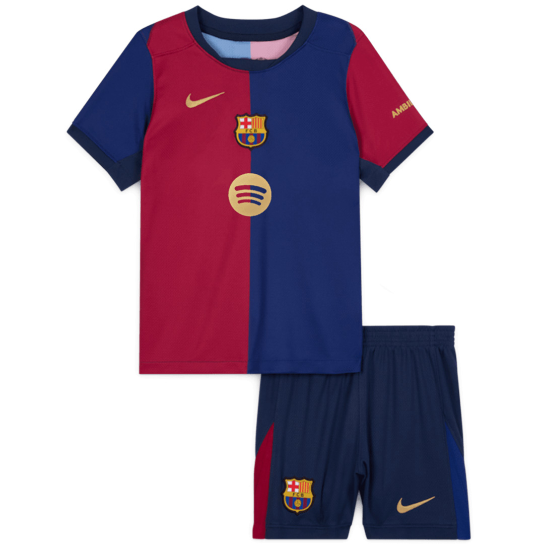 Kids Barcelona Home Spotify Logo Without Text Jersey Kit 2024/25 (back view)