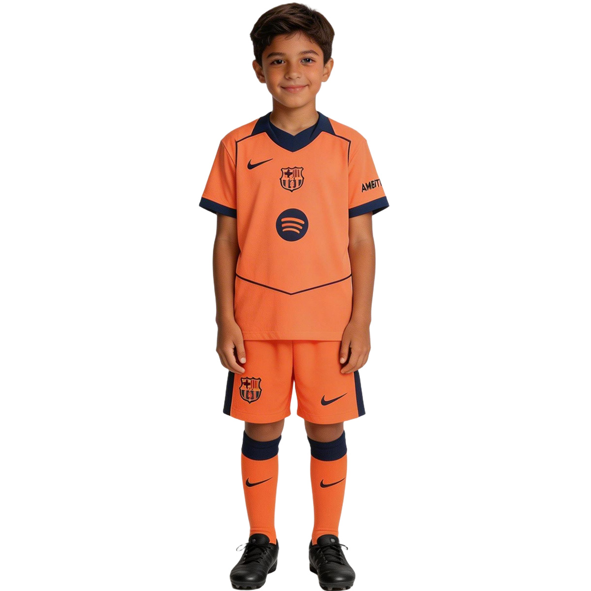 Kids Barcelona Third Jersey Full Kit 2025/26 (back view)