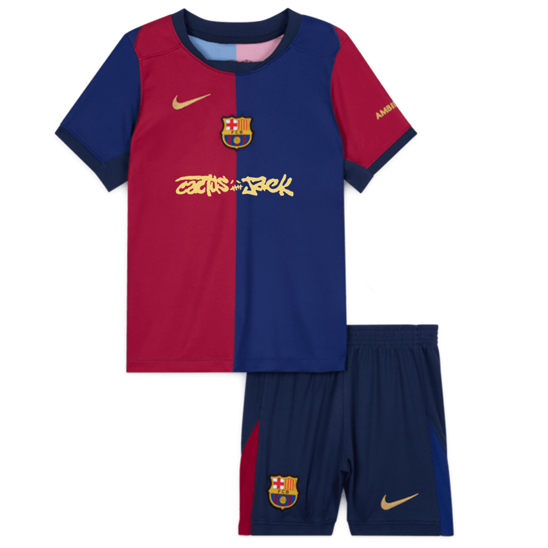 Kids Barcelona x Travis Scott Cactus Jack Home Kit 2024/25 (back view)