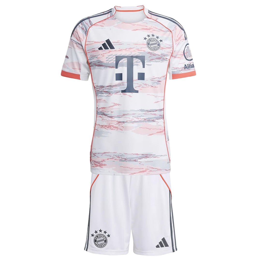 Kids Bayern Munich Away Jersey Full Kit 2025/26 (back view)