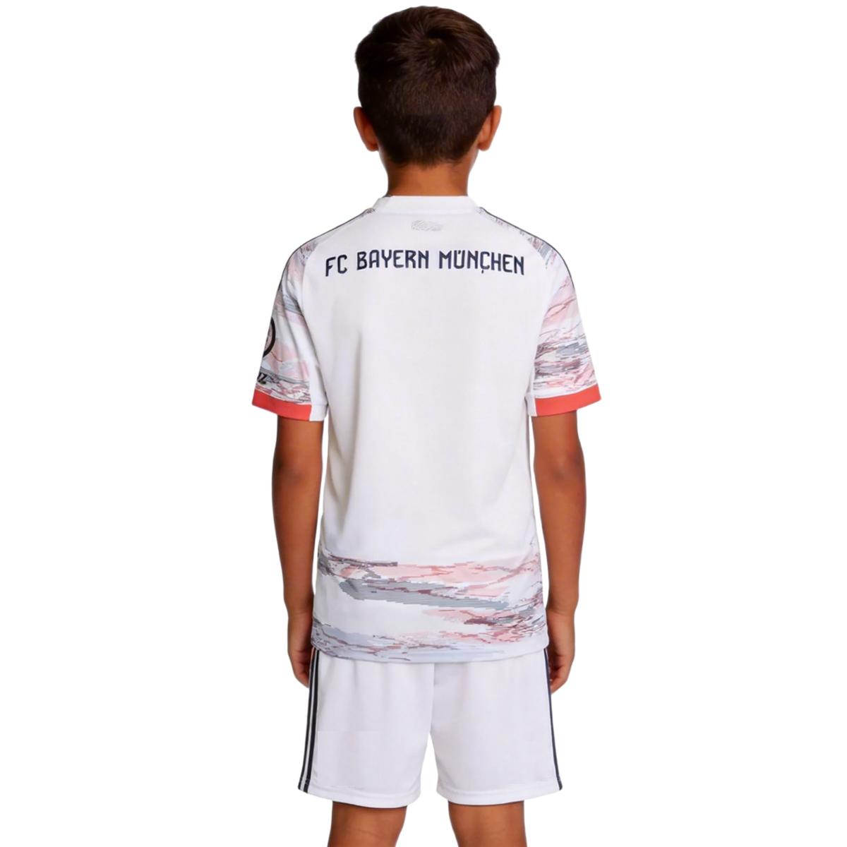 Kids Bayern Munich Away Jersey Kit 2025/26 (back view)
