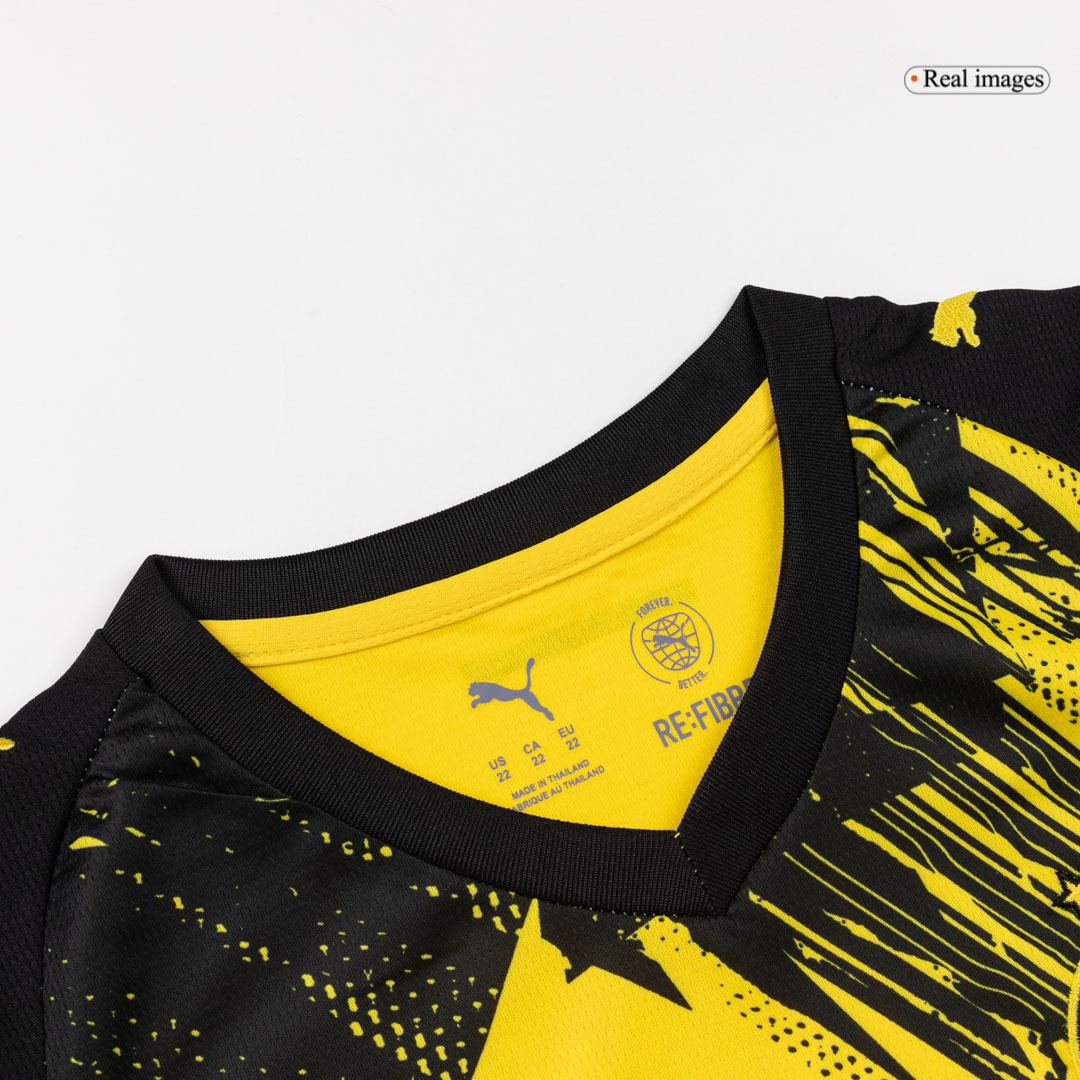 Kids Borussia Dortmund Home Jersey Full Kit 2025/26 (back view)