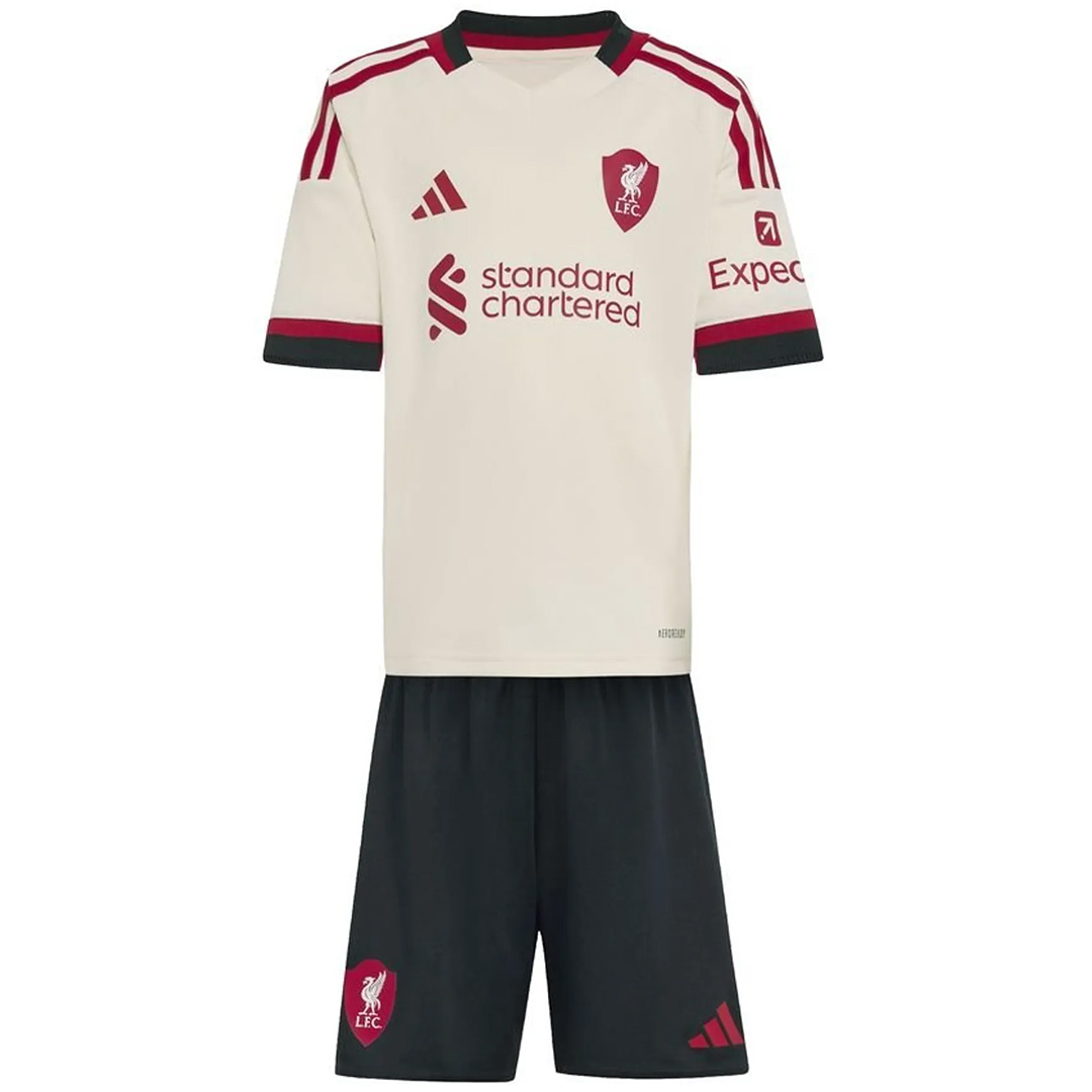 Kids Liverpool Away Jersey Full Kit 2025/26 (back view)