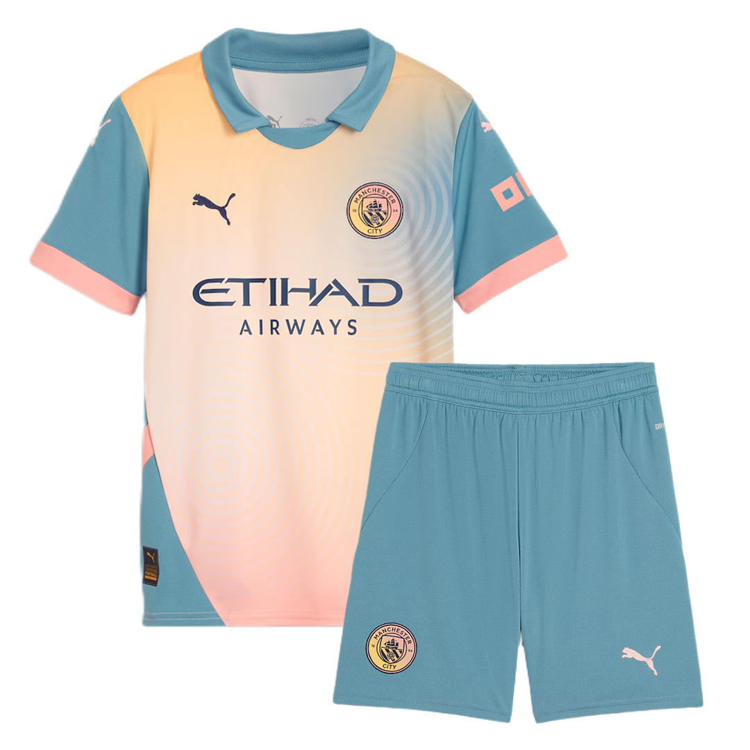 Kids Manchester City Fourth Jersey Kit 2024/25 (back view)