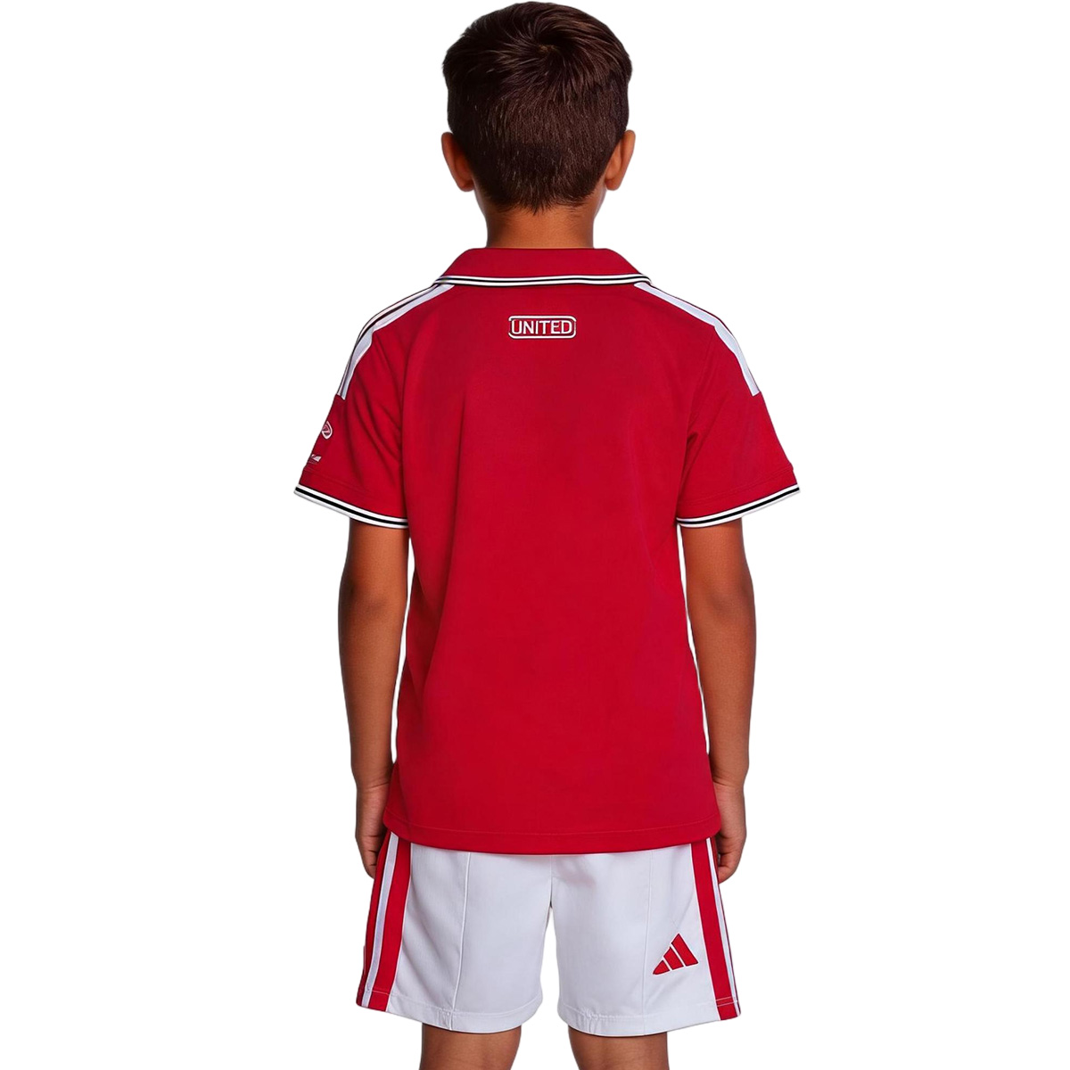 Kids Manchester United Home Jersey Kit 2026/27 (back view)