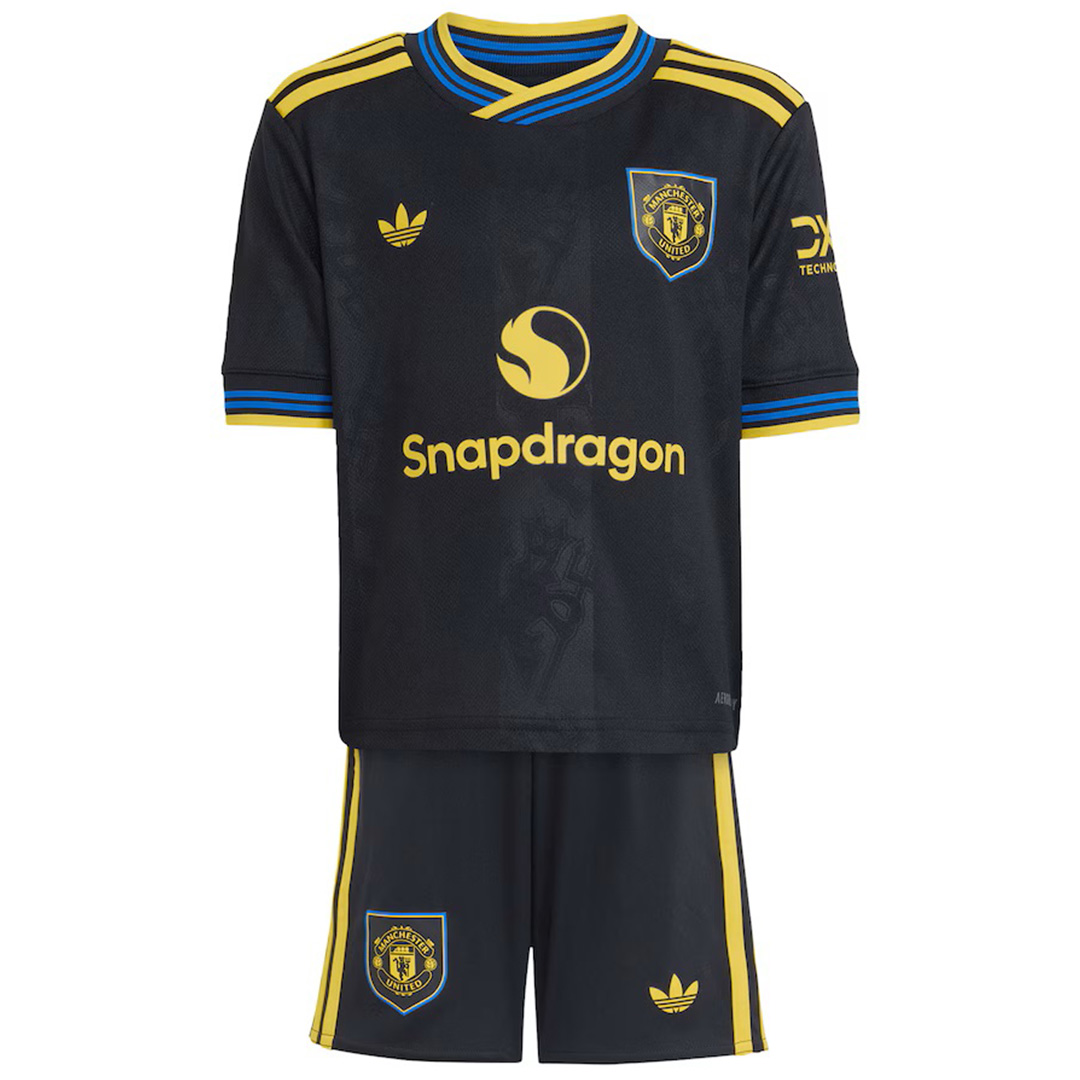 Kids Manchester United Third Jersey Kit 2025/26 (back view)