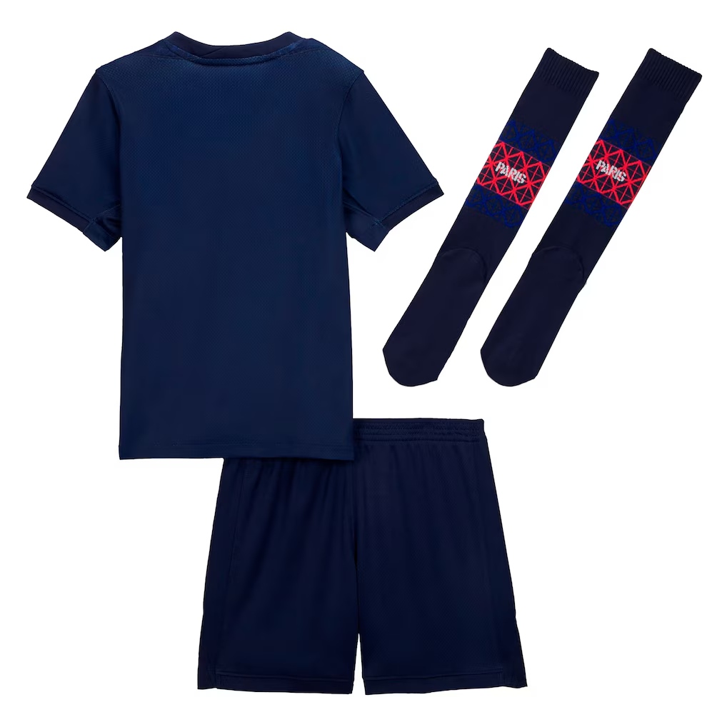 Kids PSG Home Jersey Full Kit 2025/26 (back view)
