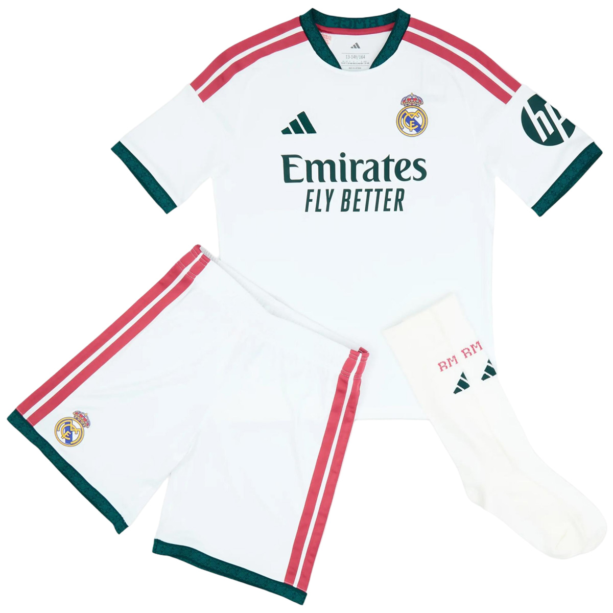Kids Real Madrid Home Jersey Full Kit 2026/27 (back view)