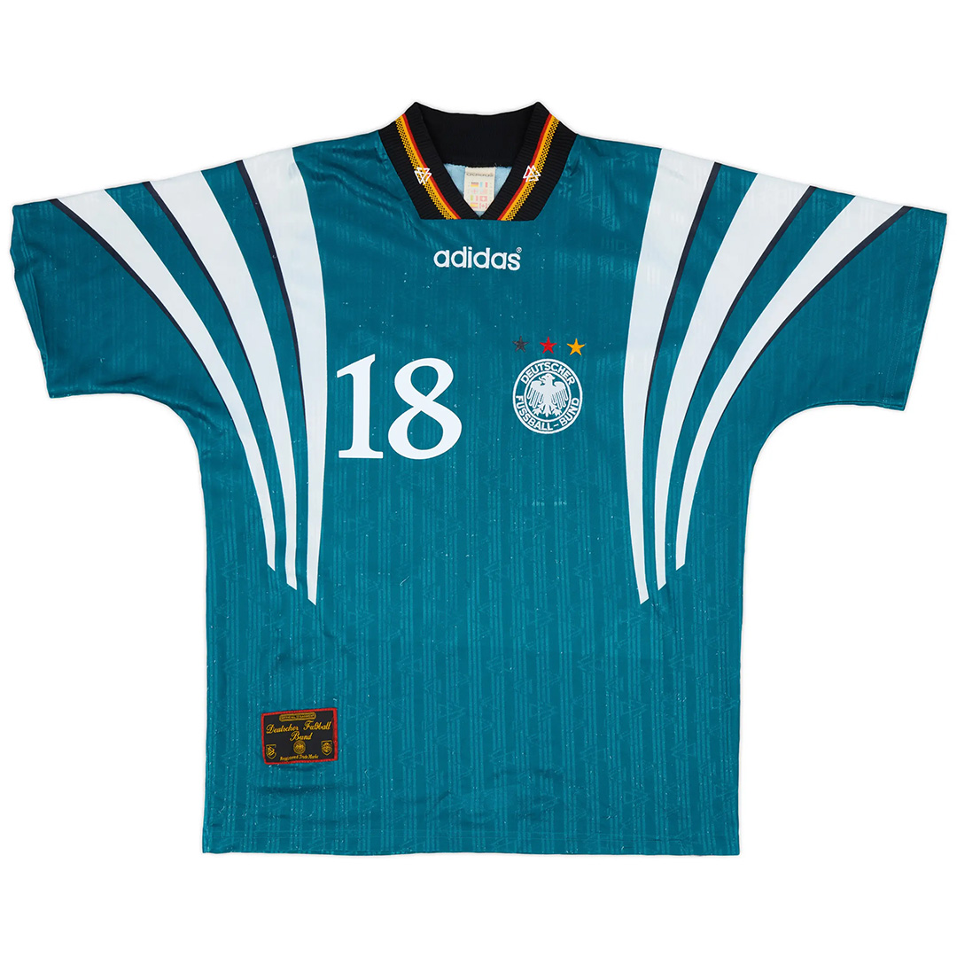 KLINSMANN #18 Retro Germany Away Jersey Euro Cup 1996 (back view)