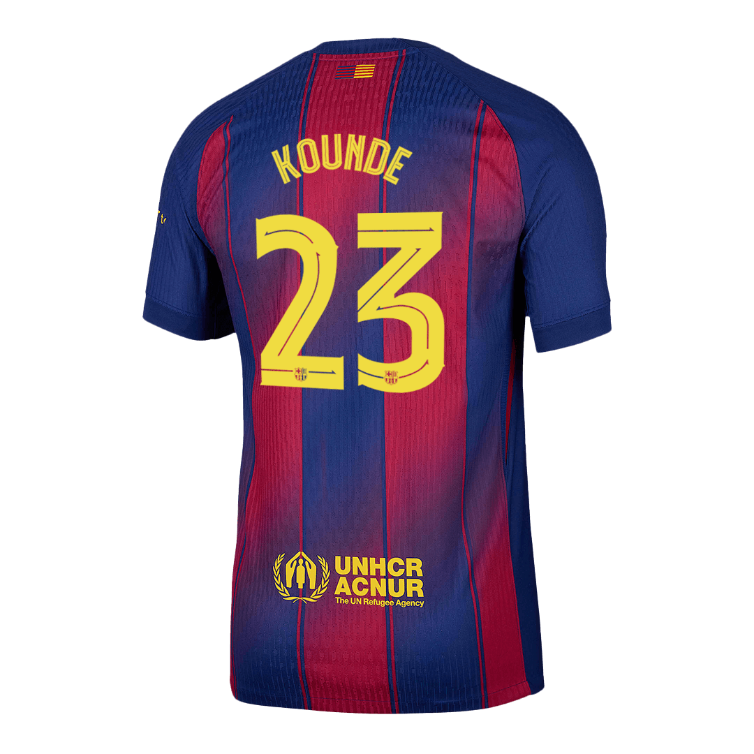 KOUNDE #23 Barcelona Home Match Jersey Player Version 2025/26 - UCL (back view)