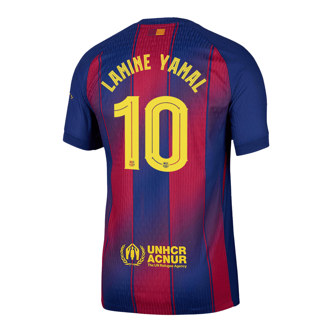 LAMINE YAMAL #10 Barcelona Home Match Jersey Player Version 2025/26 - UCL (back view)