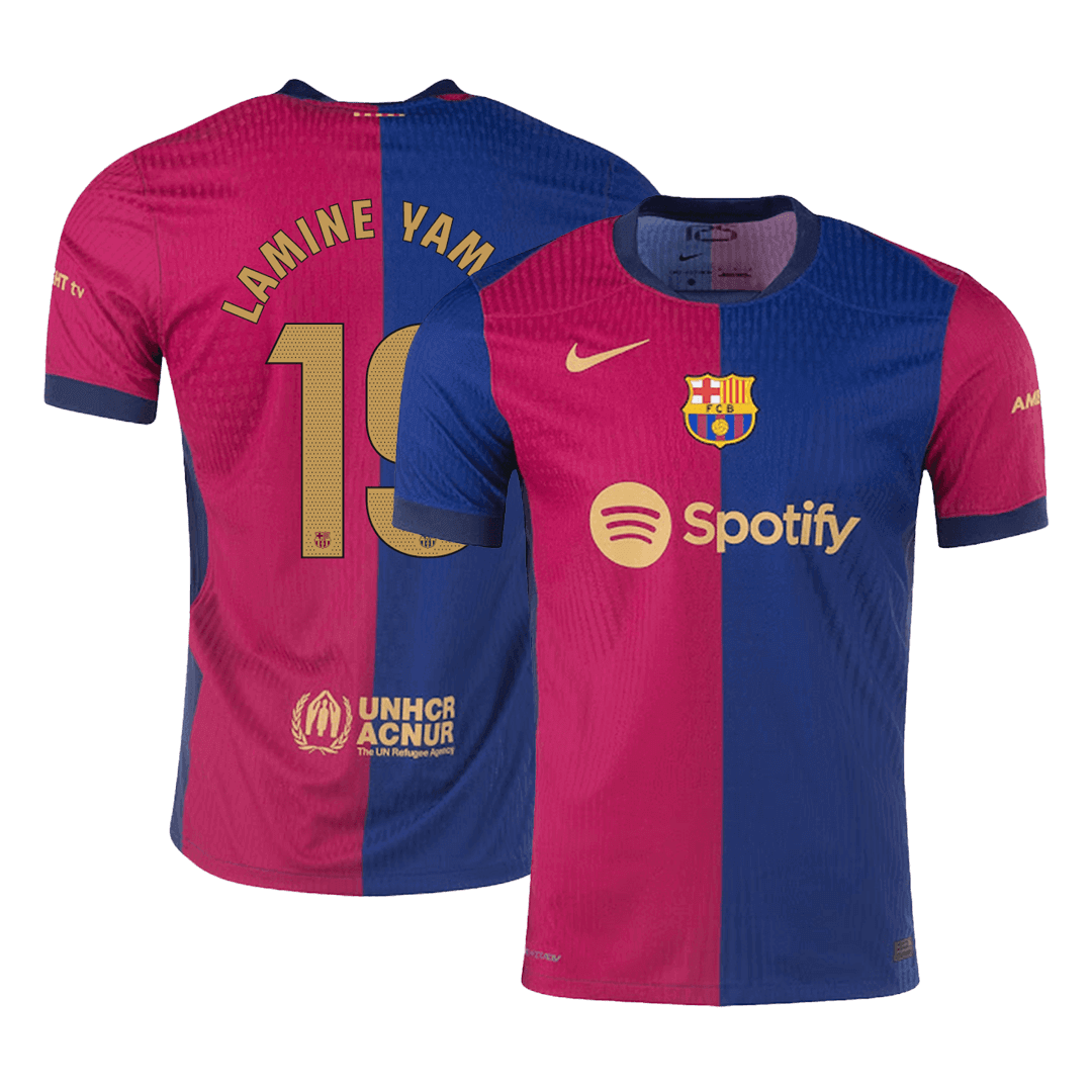 LAMINE YAMAL #19 Barcelona Home Jersey Player Version 2024/25 (back view)