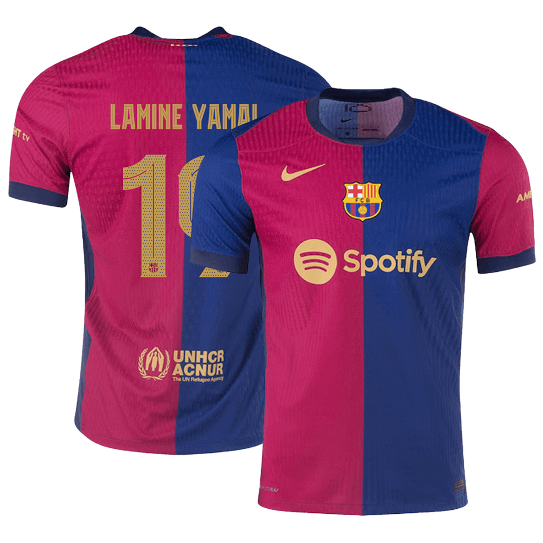 LAMINE YAMAL #19 Barcelona Home Jersey Player Version - UCL Font 2024/25 (back view)