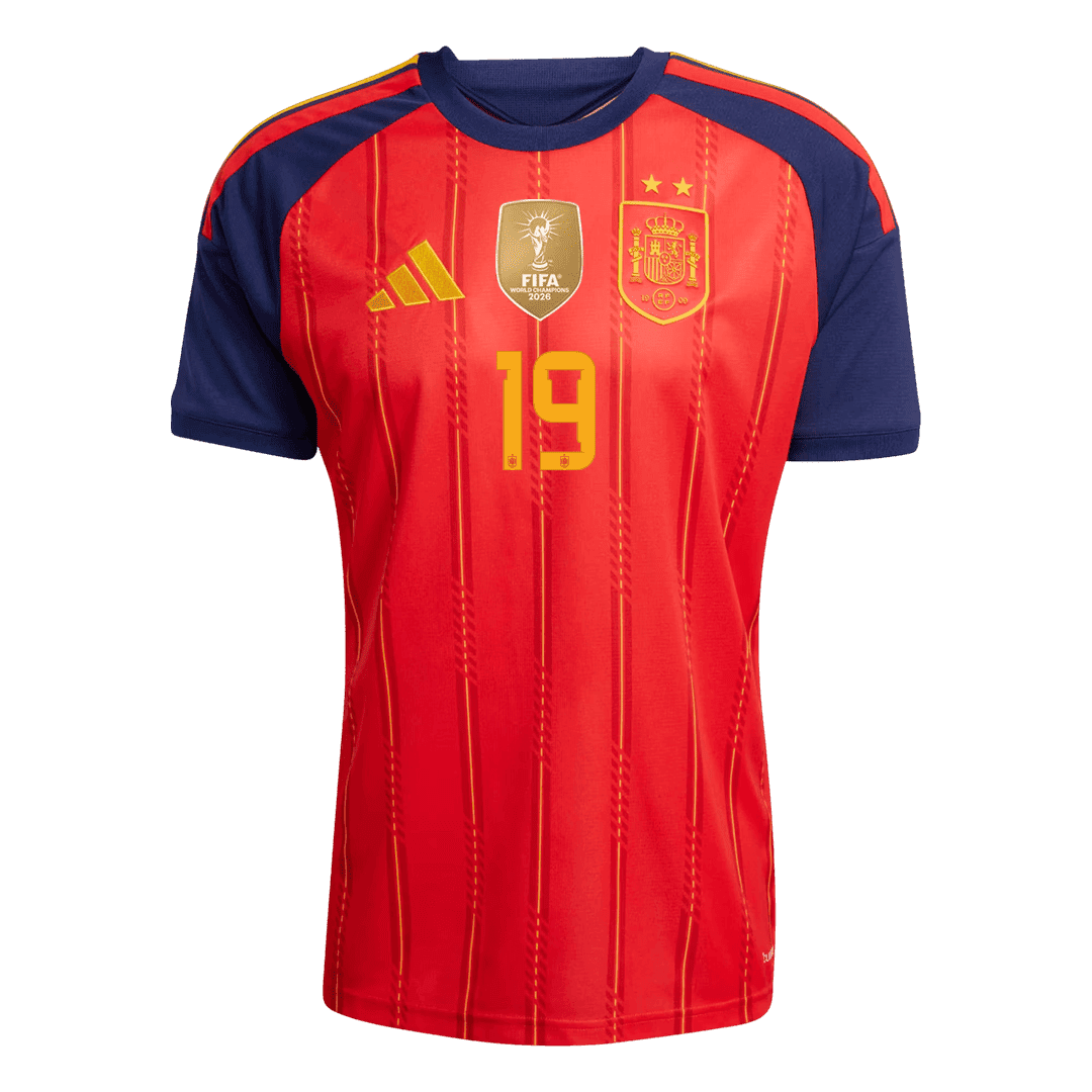 LAMINE YAMAL #19 Spain Home Winners 2 Star Jersey 2026 (back view)
