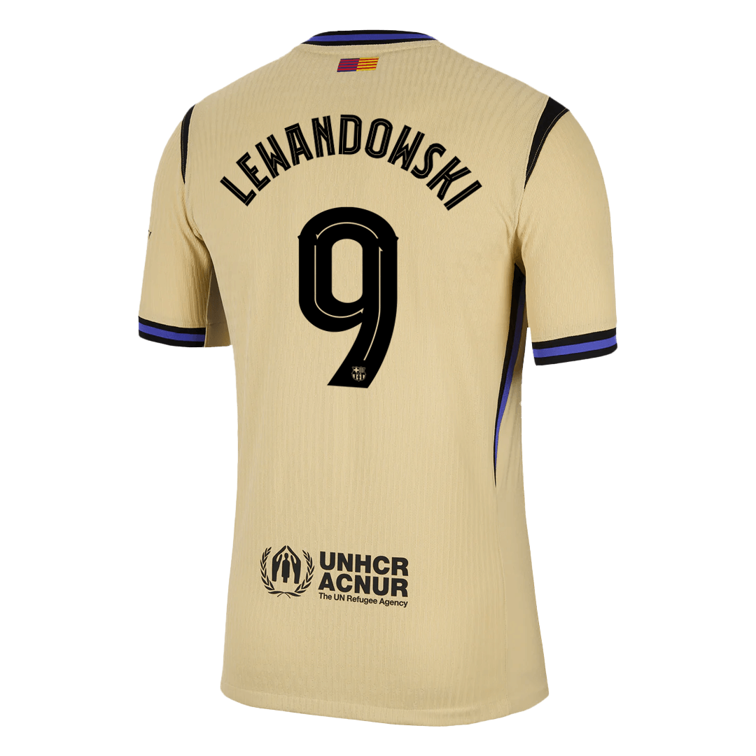 LEWANDOWSKI #9 Barcelona Away Match Jersey Player Version 2025/26 - UCL (back view)