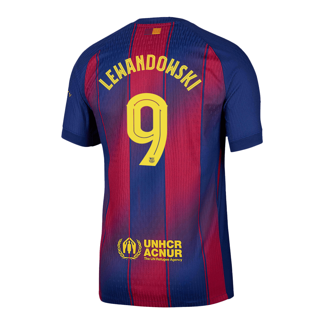 LEWANDOWSKI #9 Barcelona Home Match Jersey Player Version 2025/26 - UCL (back view)