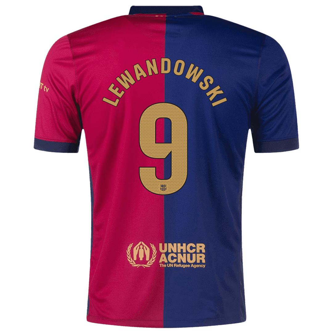 LEWANDOWSKI #9 Barcelona Home Spotify Logo Without Text Jersey 2024/25 (back view)