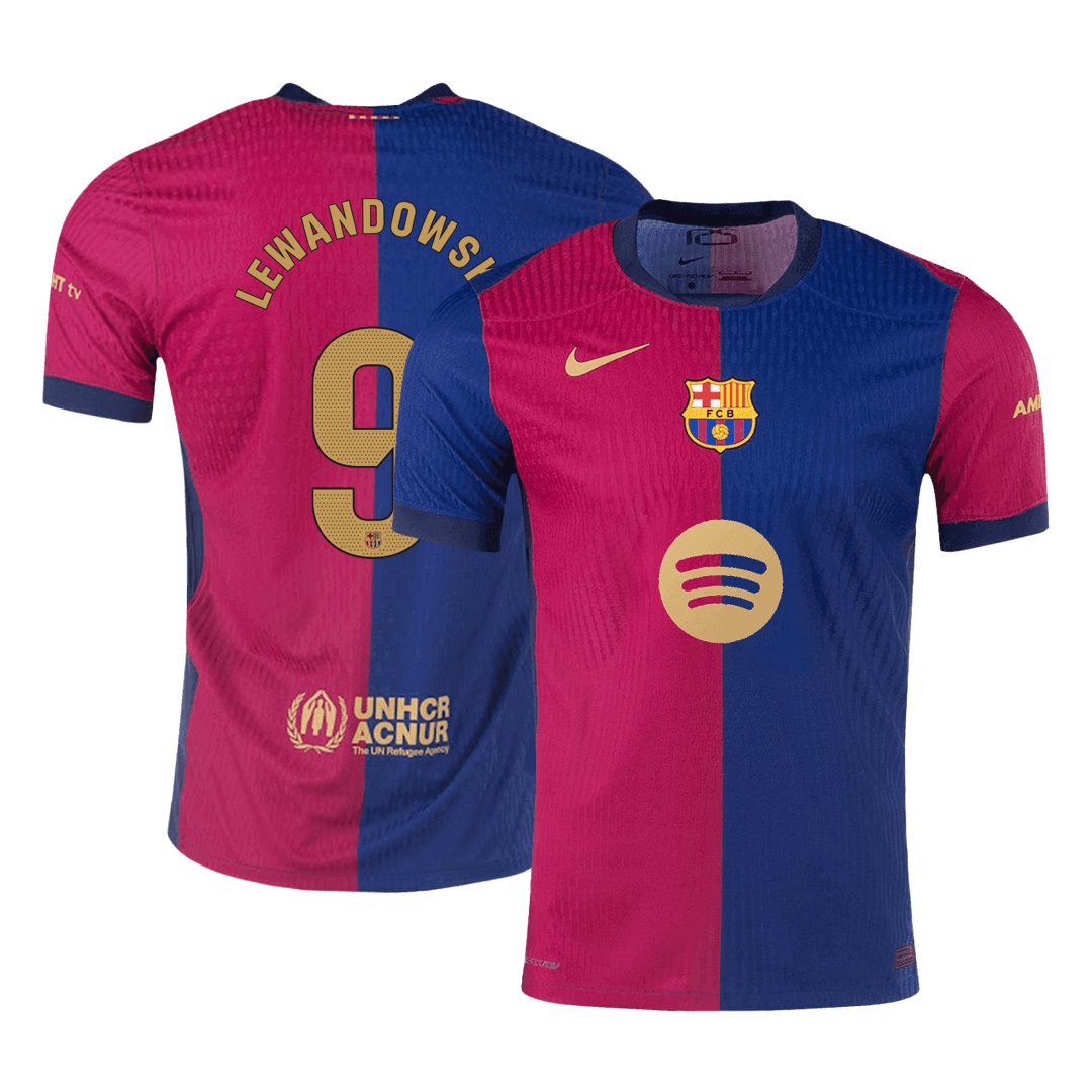 LEWANDOWSKI #9 Barcelona Home Spotify Logo Without Text Match Jersey 2024/25