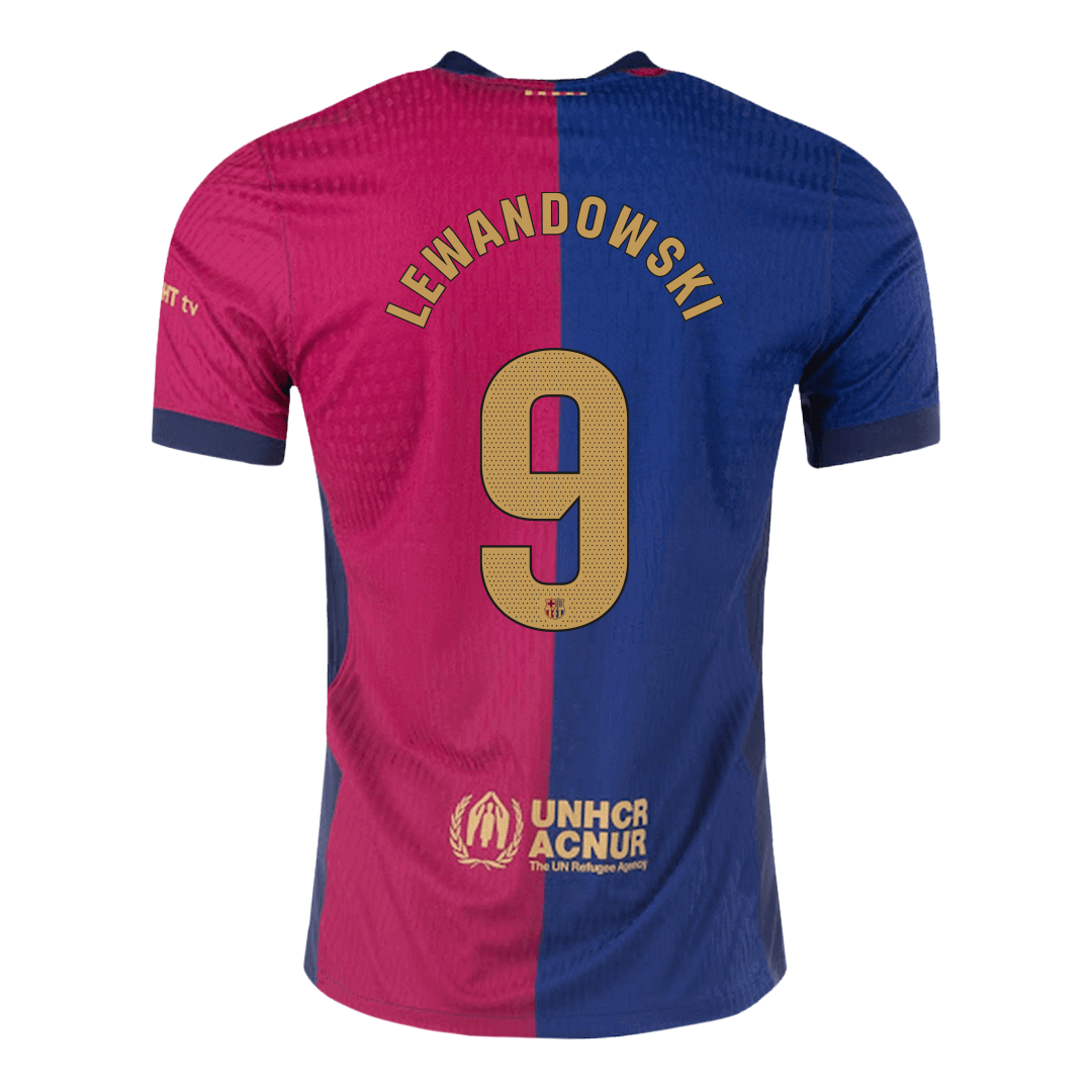 LEWANDOWSKI #9 Barcelona Home Spotify Logo Without Text Match Jersey 2024/25 (back view)