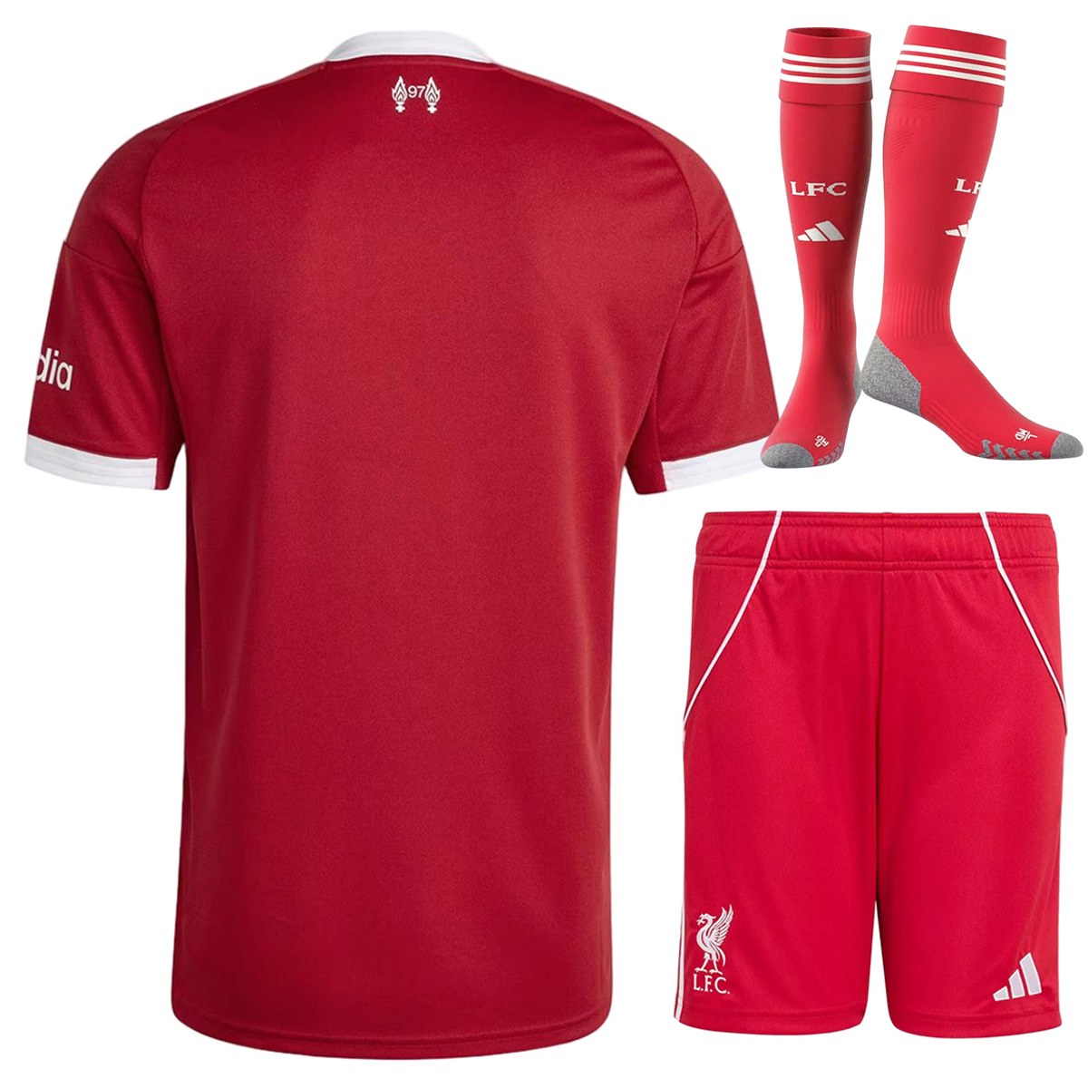 Liverpool Home Jersey Full Kit 2025/26 (back view)