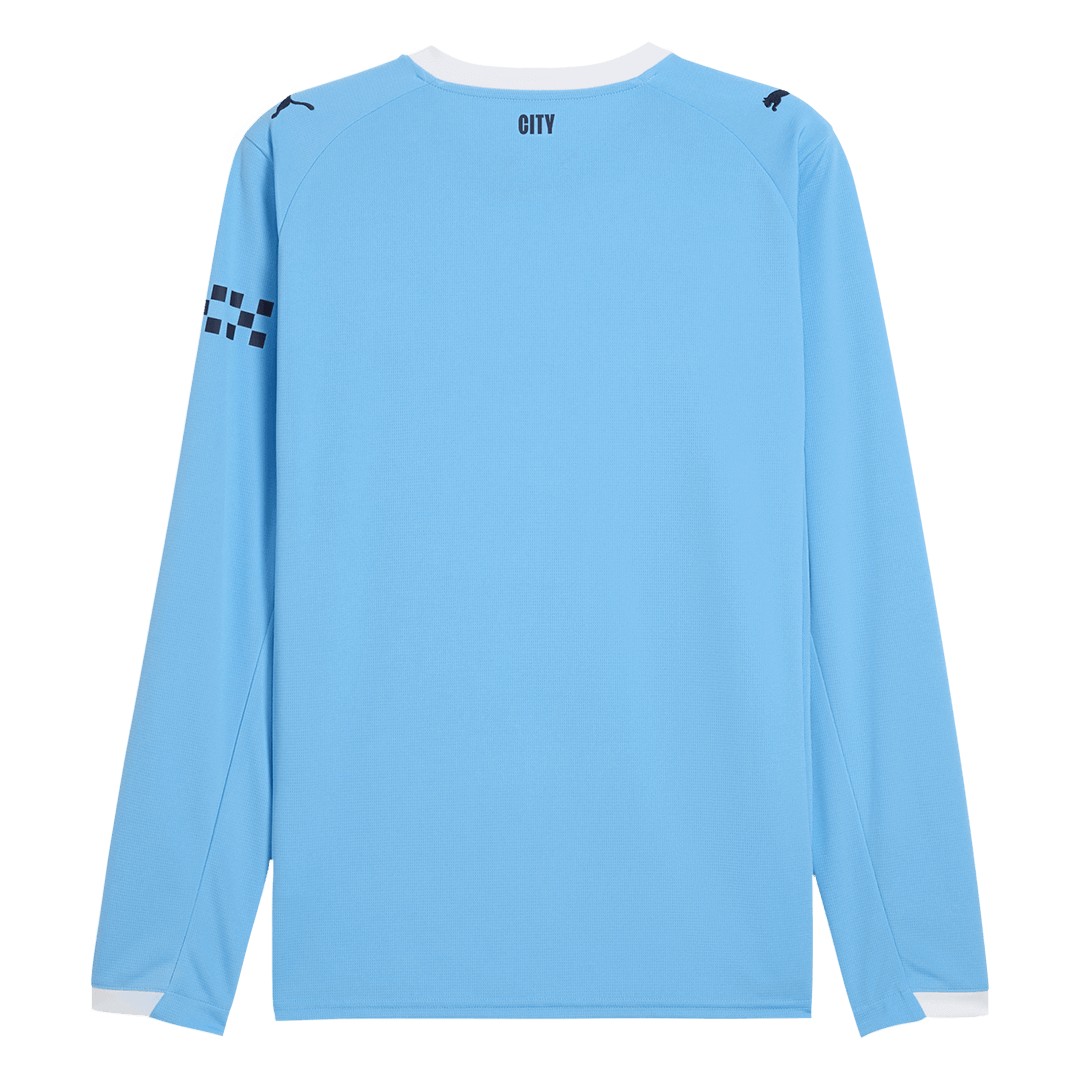 Manchester City Home Long Sleeve Jersey 2025/26 (back view)