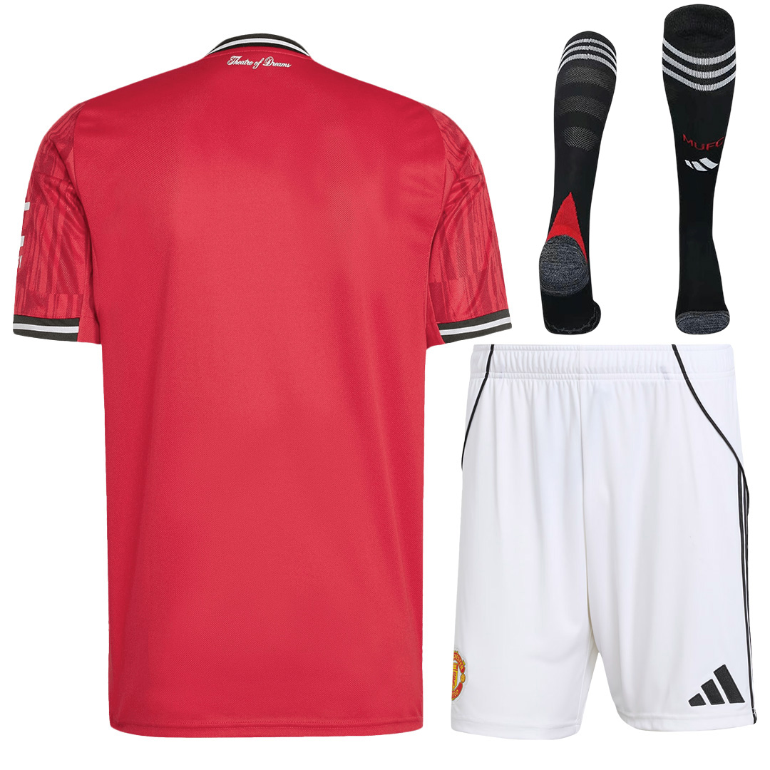 Manchester United Home Jersey Full Kit 2025/26 (back view)