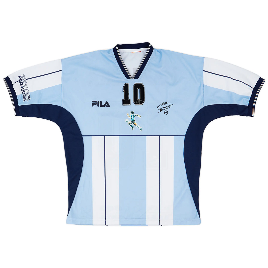 Maradona Argentina Fila Farewell Diego Testimonial Jersey 2001 (back view)