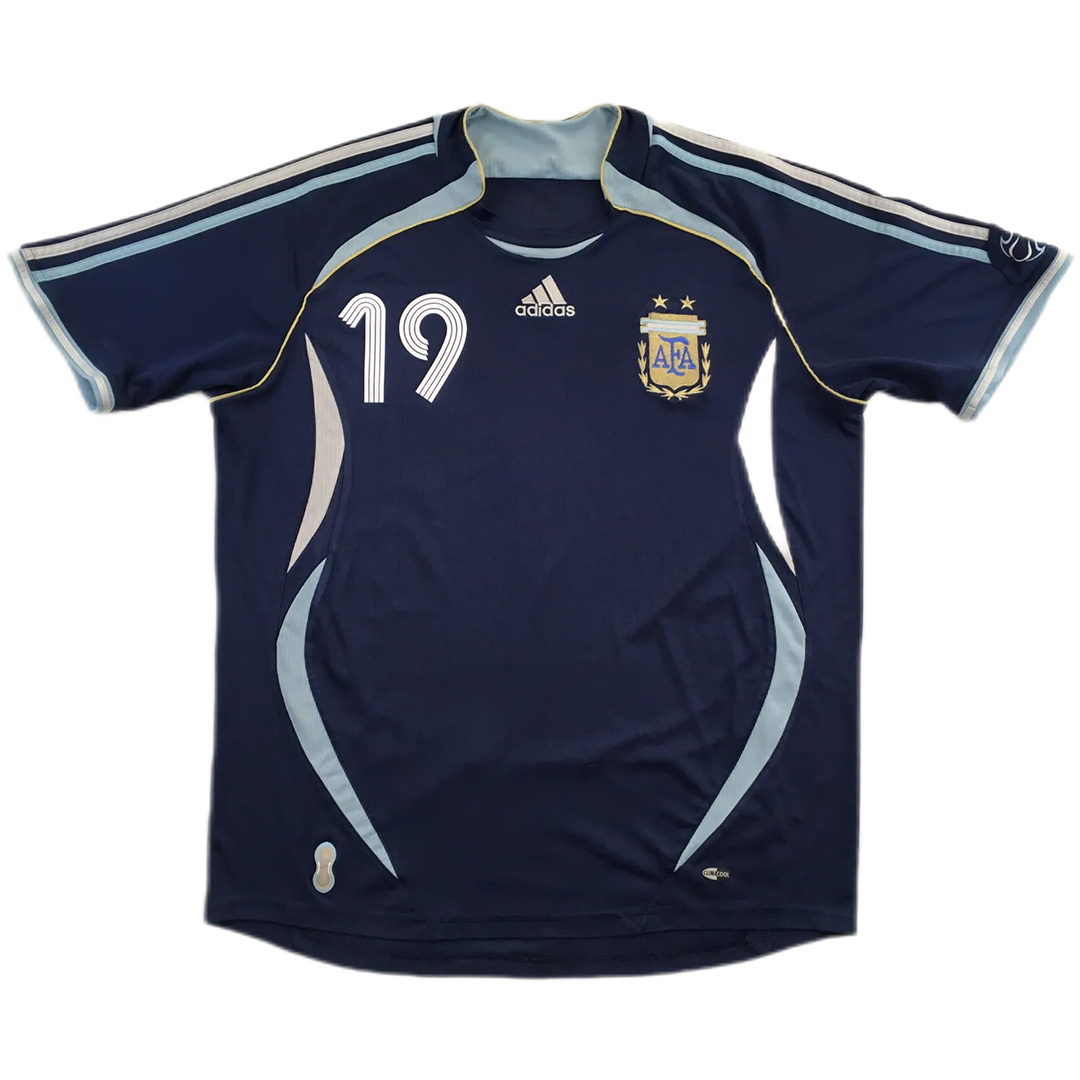 Messi #19 Retro Argentina Away Jersey World Cup 2006 (back view)