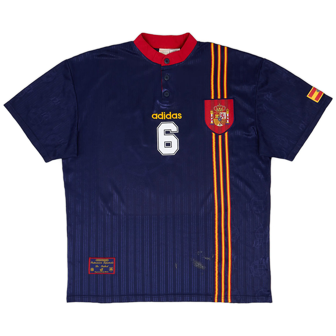 R. HIERRO #6 Retro Spain Away Jersey 1996 (back view)