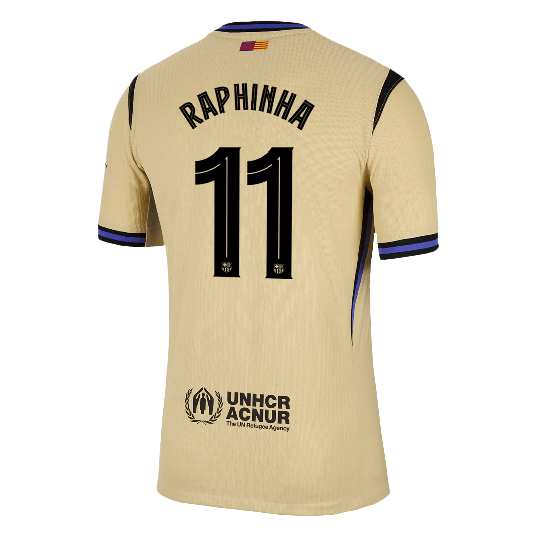 RAPHINHA #11 Barcelona Away Match Jersey Player Version 2025/26 - UCL (back view)