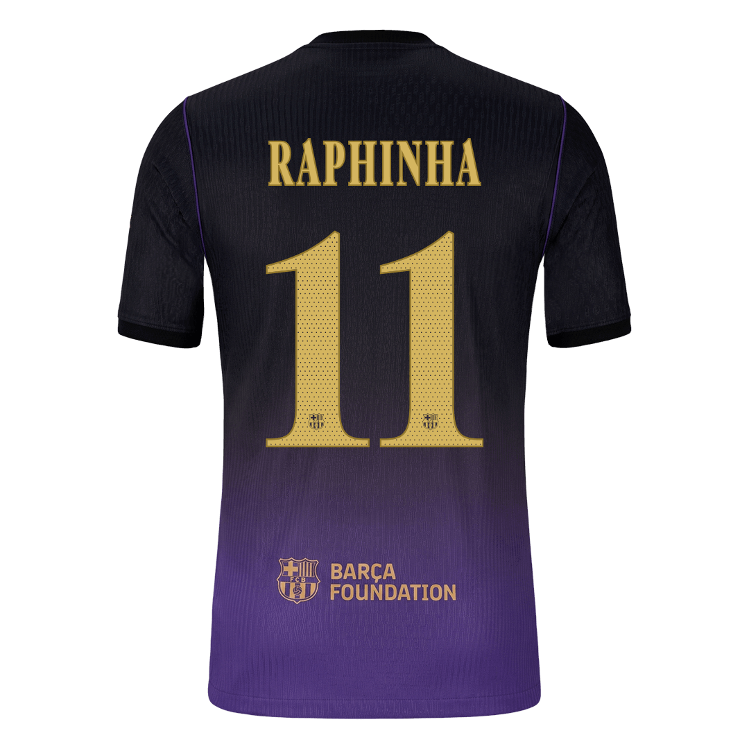 RAPHINHA #11 Barcelona Away Match Jersey Player Version 2026/27 (back view)