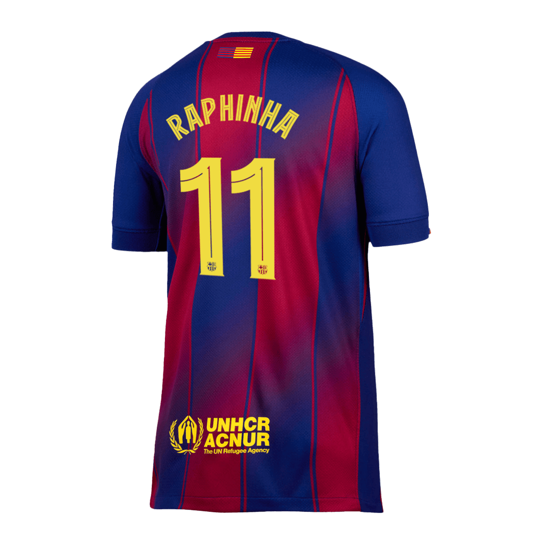 RAPHINHA #11 Barcelona Home Jersey 2025/26 - UCL (back view)