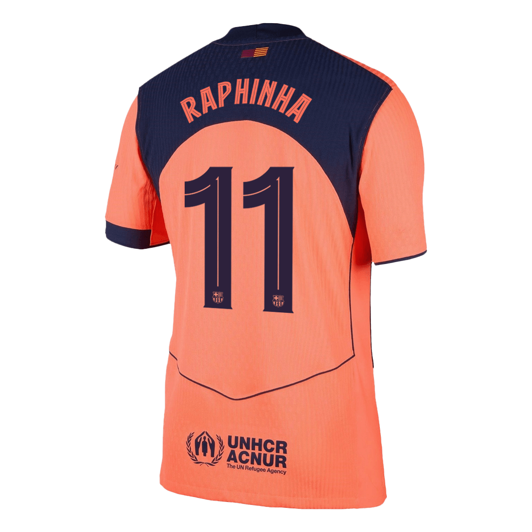 RAPHINHA #11 Barcelona Third Match Jersey Player Version 2025/26 - UCL (back view)