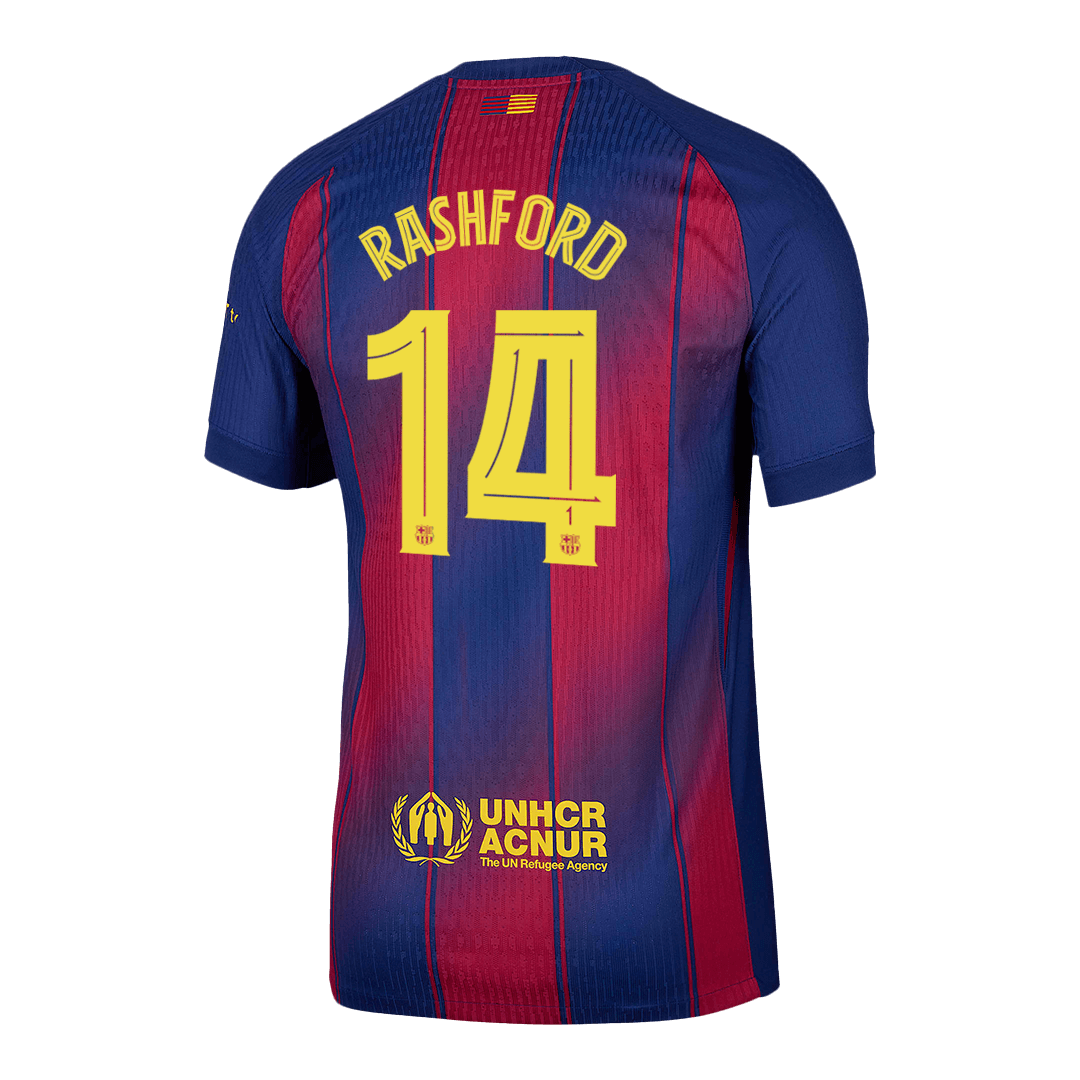 RASHFORD #14 Barcelona Home Match Jersey Player Version 2025/26 - UCL (back view)