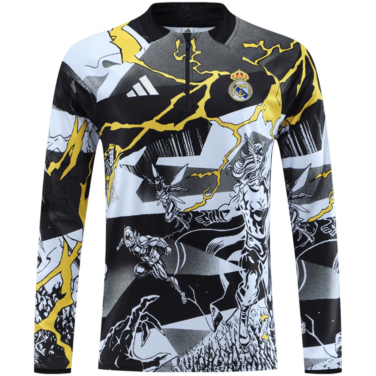 Real Madrid x Marvel Zipper Sweatshirt Kit(Top+Pants) Black 2025/26 (back view)