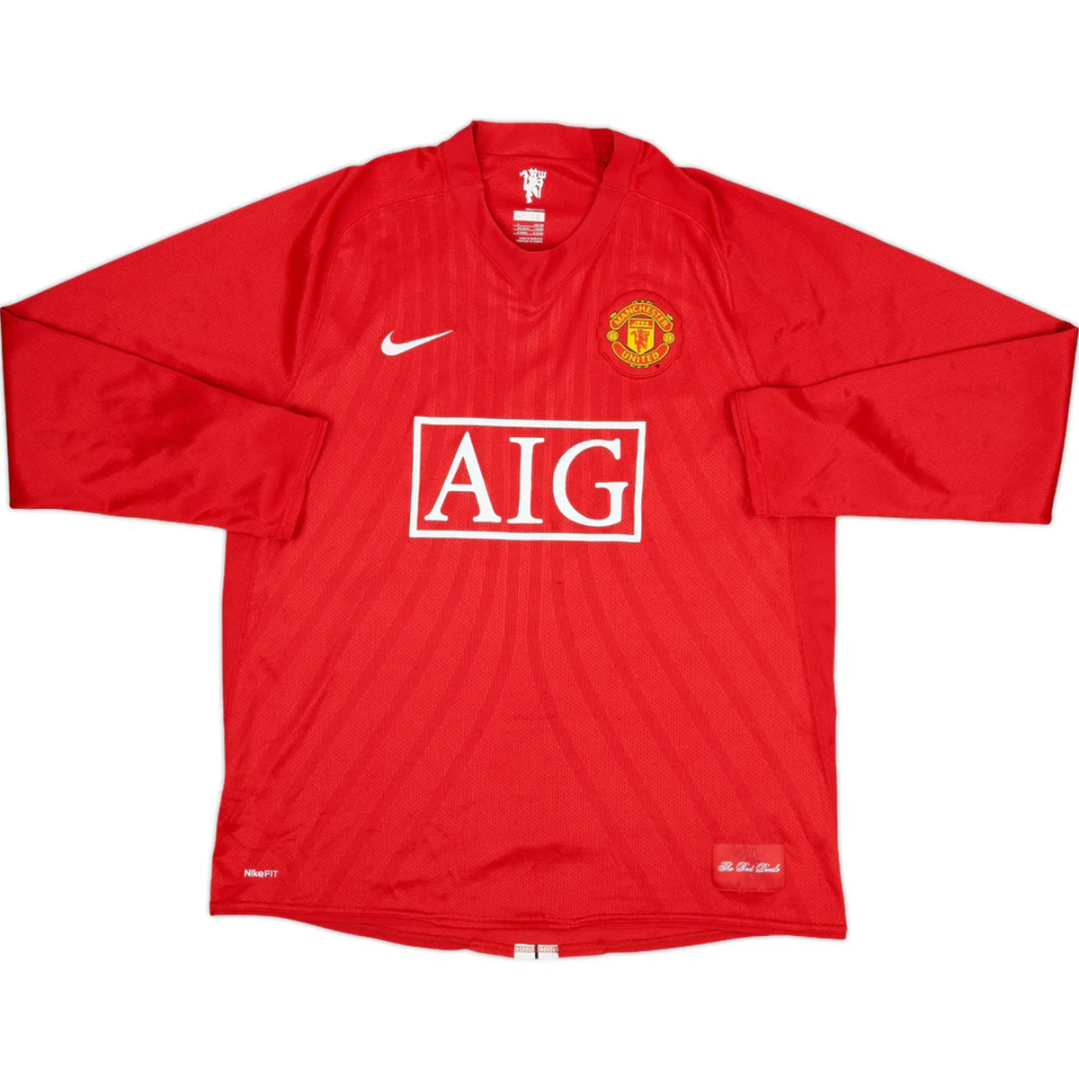 Retro Manchester United Home Long Sleeve Jersey 2007/08