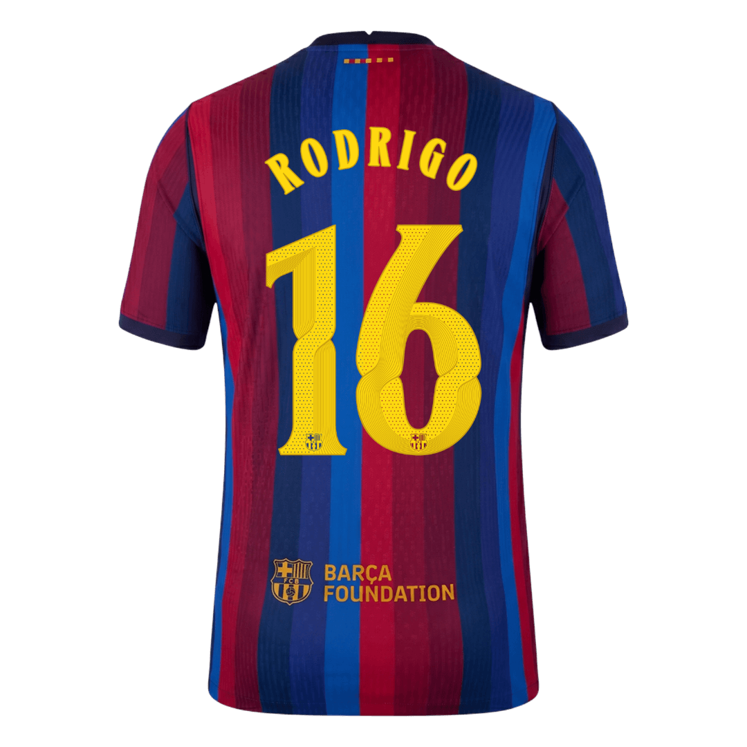 RODRIGO #16 Barcelona Home Match Jersey Player Version 2026/27 (back view)